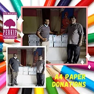 Boxes of A4 paper donated to SJKT Vivekananda, 2021